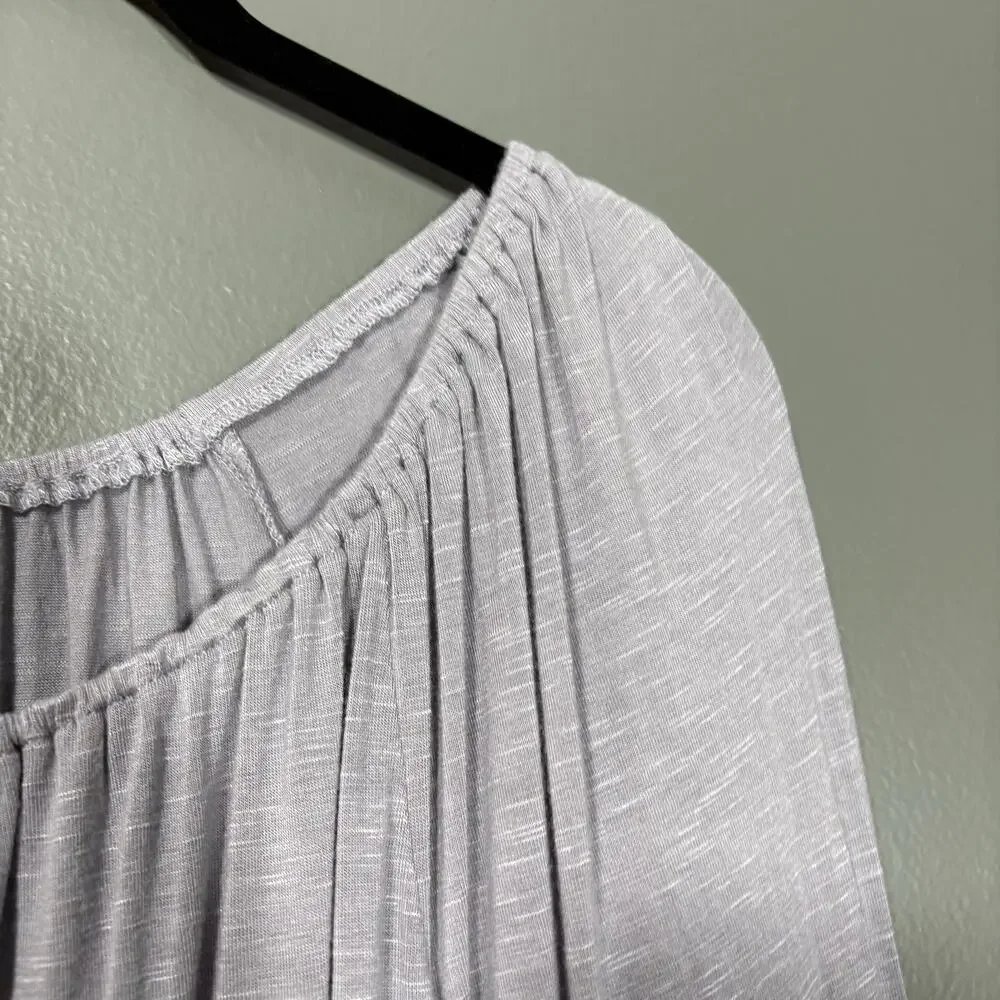 Tru Self Gray Crochet Lace Trim Boho Peasant Blouse - 1X - Women's Plus Size Top